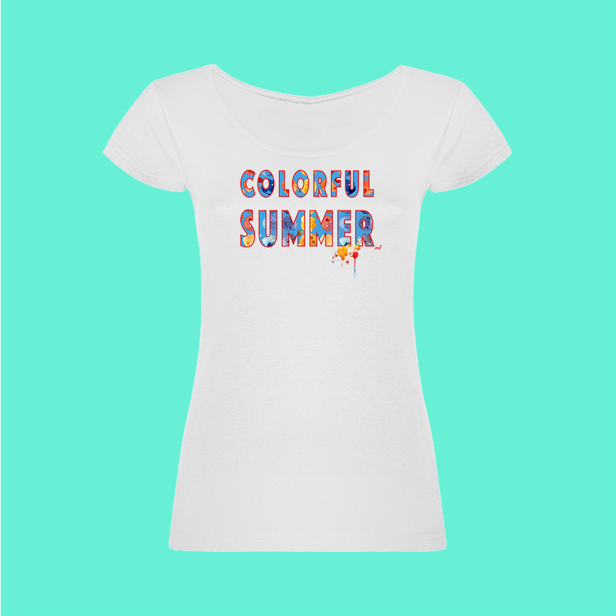 Kurzarm-Damen T-Shirt 'Colourful Summer'