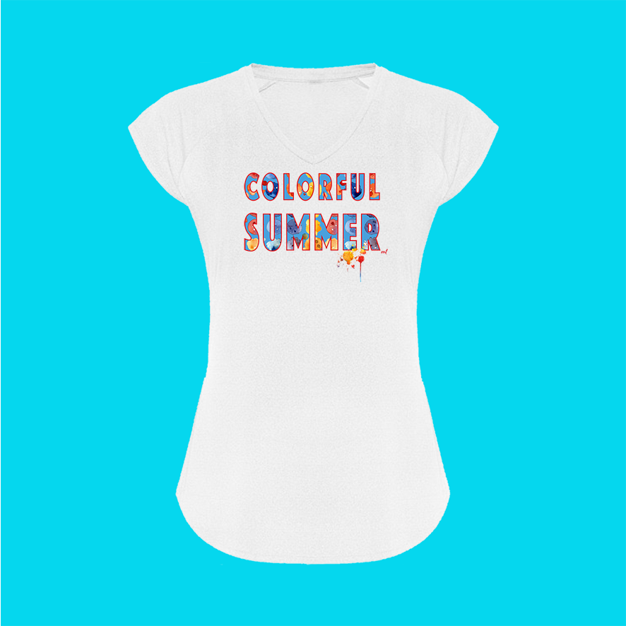 T-Shirt kurzarm tailliert 'Colourful Summer'